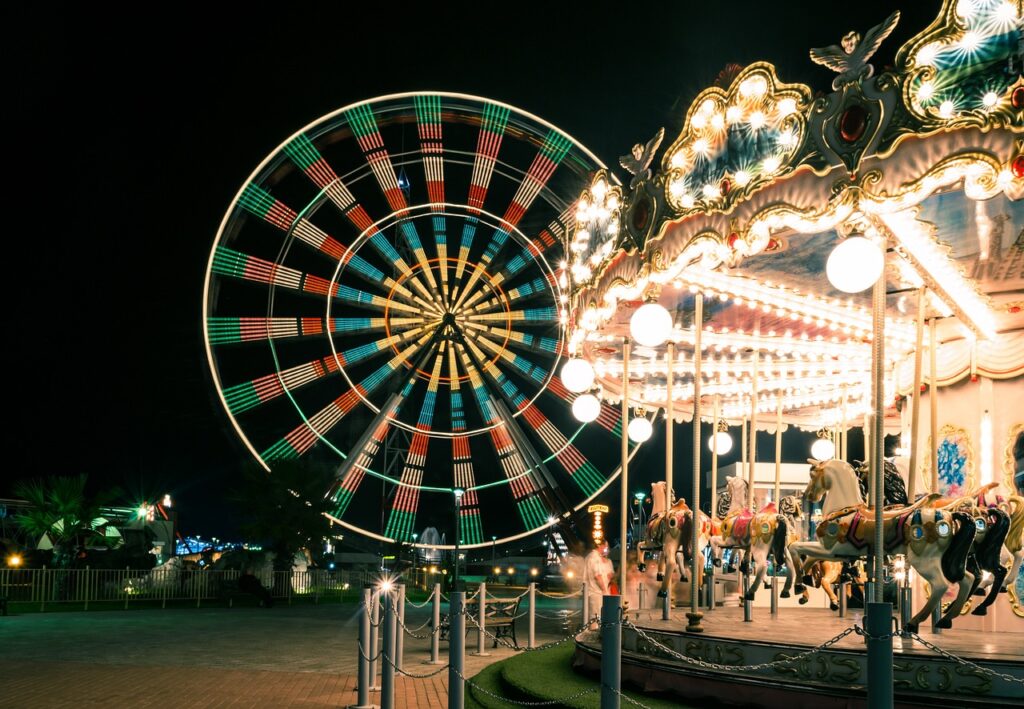 carnival, carousel, ferris wheel, merry-go-round, amusement rides, amusement park, park, motion, night, georgia, carnival, carnival, carnival, carnival, carnival, ferris wheel